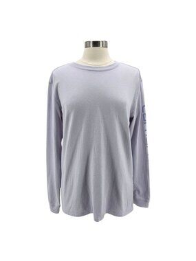 Carhartt Womens Medium Top Loose Fit Purple Graphic Long Sleeve Crew Neck